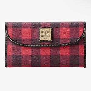 Dooney & Bourke Tucker Continental Clutch Wallet Red Buffalo Plaid Pattern